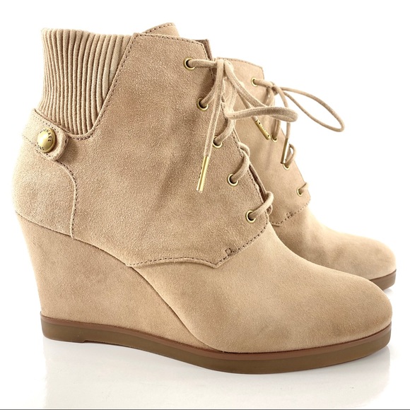 Beige wedge booties Clearance